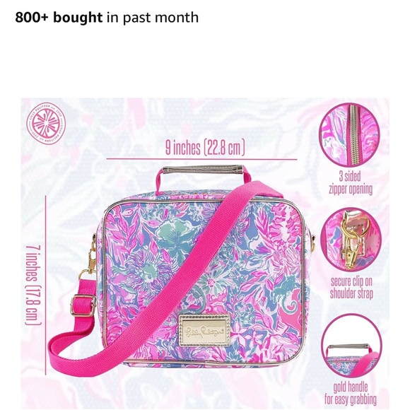 Lilly Pulitzer Pink and Blue Floral Crossbody Lunch Bag - Picture 1 of 7